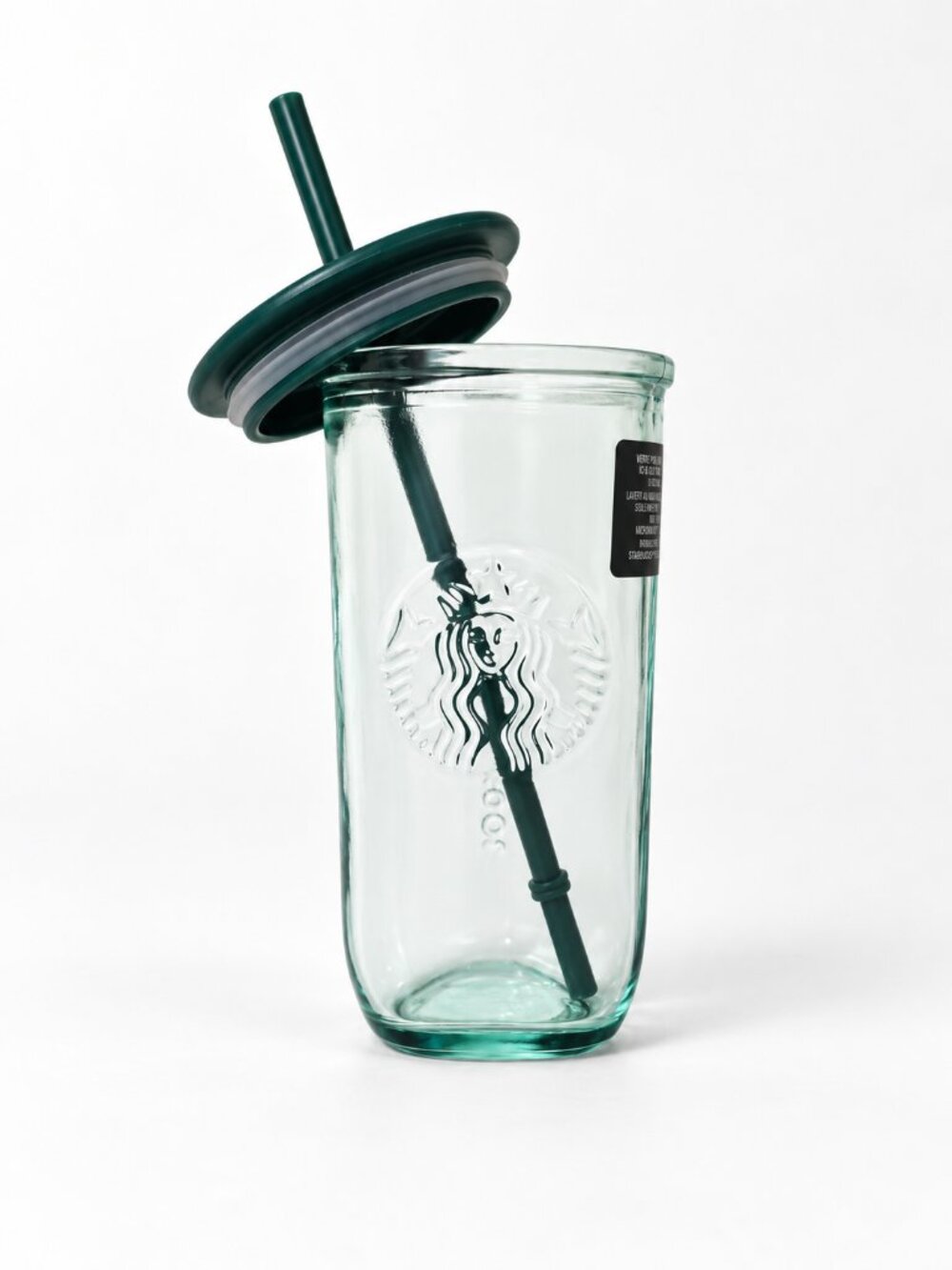 Starbucks 2026 Green Recycled Glass Cold Cup 16 oz BNWT Siren Logo Lid Straw Cup